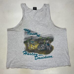 VINTAGE Harley Davidson Graphic Tank Top Men XL Gray USA 90s